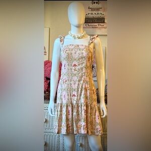 Agua Bendita x Target floral print ruffle dress in pink & green colors Size